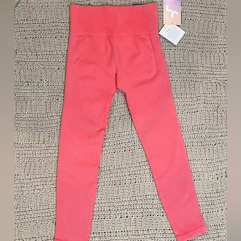 JoyLab - Bright Salmon Ribbed Leggings - Small